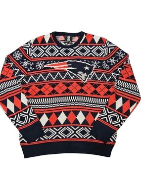 NFL Team Apparel New England Patriots Ugly Winter Knit Sweater Large